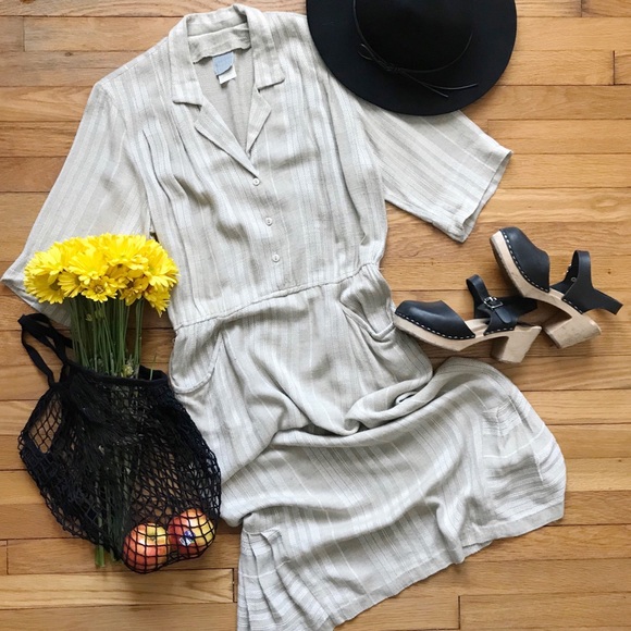 Vintage Dresses & Skirts - VINTAGE • neutral striped maxi dress 🍰